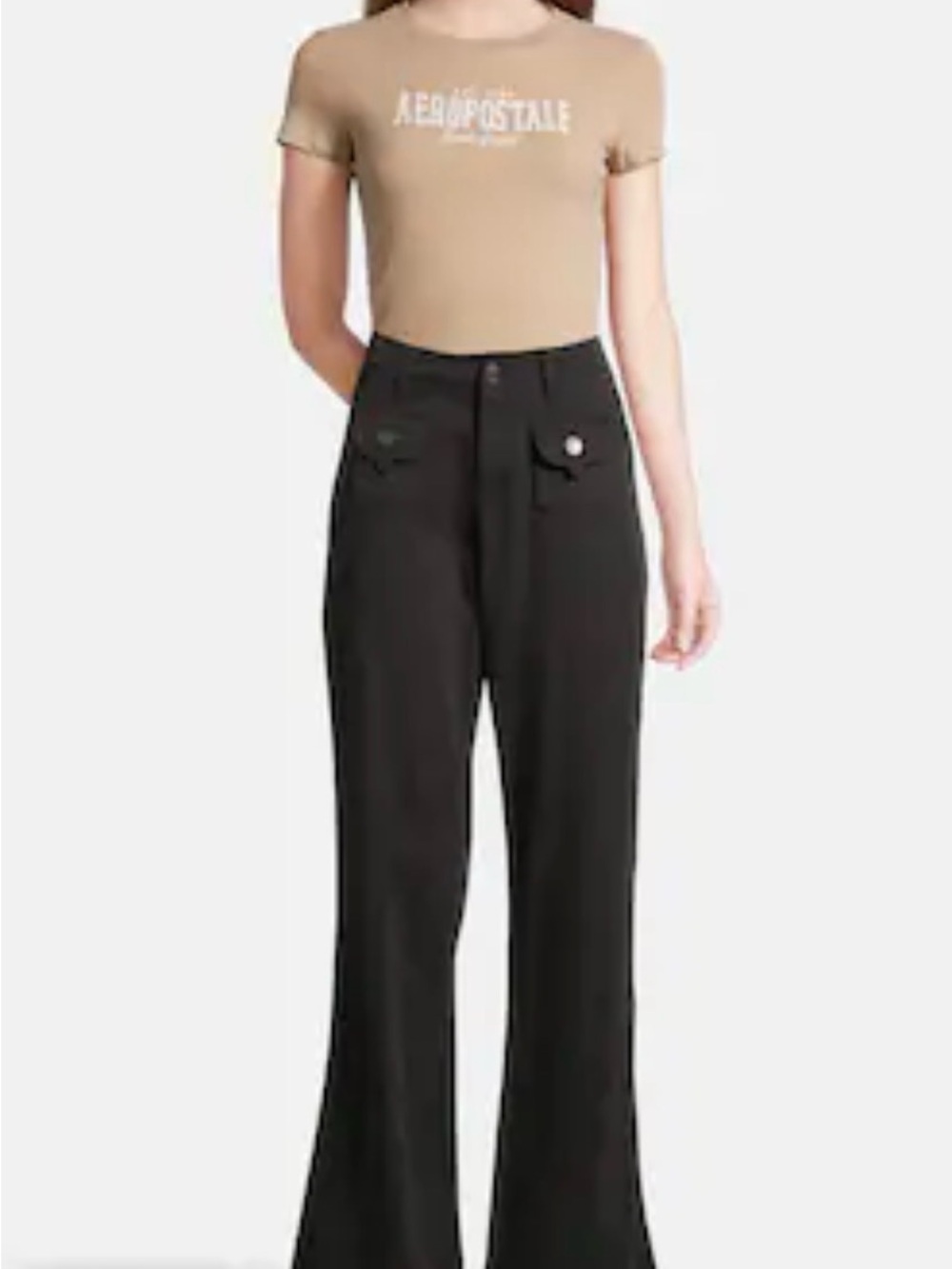 Aeropostale High-Waist Wide-Leg Black Pants